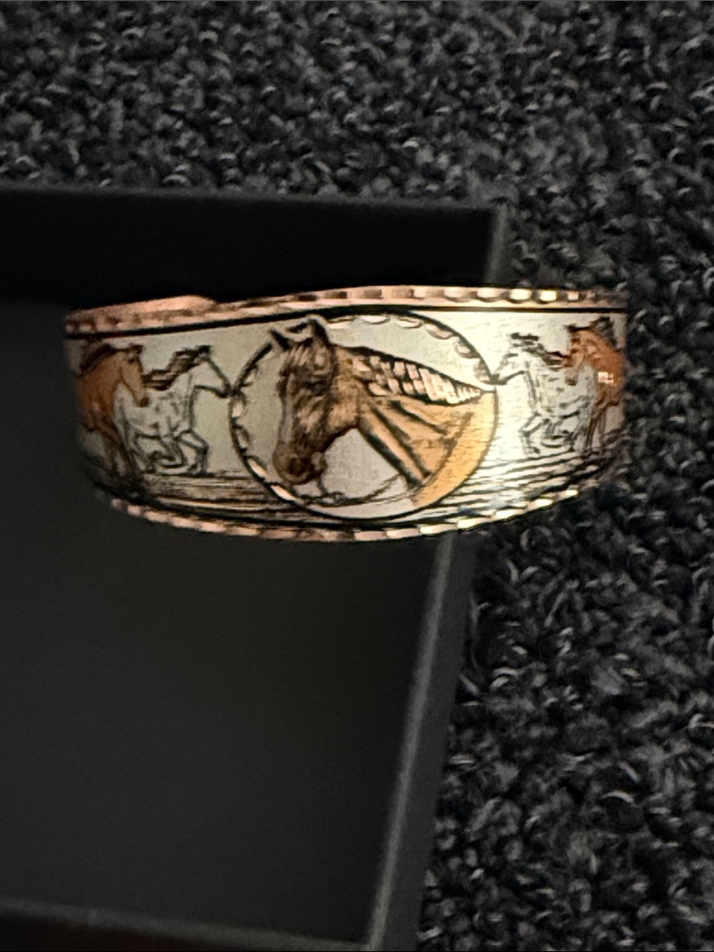 Horse Motif Two-Tone Bangle Bracelet - Women's Jewelry